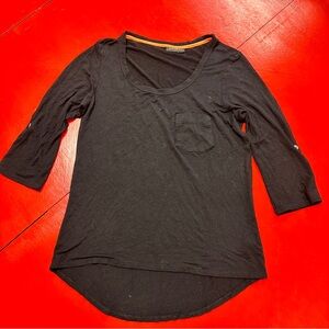 FLASHMOB BLACK 3/4 SLEEVE FITTED POCKET TEE SHIRT